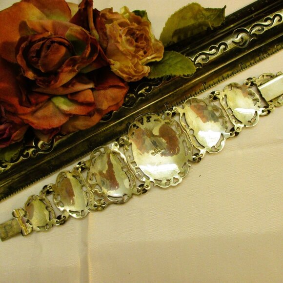 Vintage SIAM STERLING Nielloware Bracelet: Thai Deity Panel Link Bracelet - Picture 15 of 15